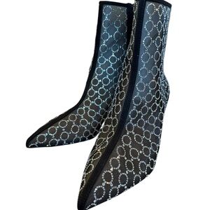 INC Silver Sparkle Black Mesh Women's Ankle Boots Darissa Size 9 Booties